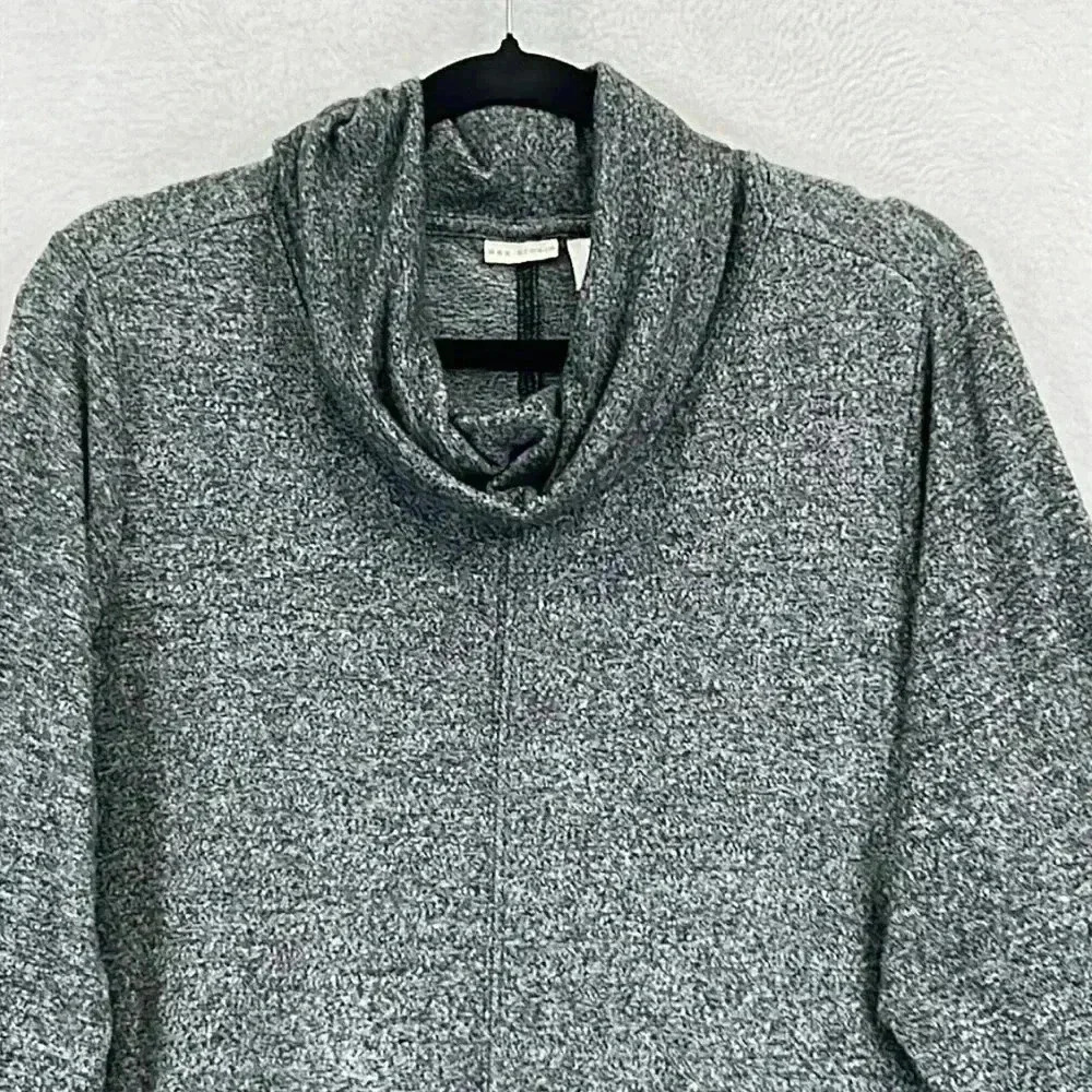Max Studio Women’s Sweater Plus Sz 1X Heathered Black Cowl Neck Long Sleeve Soft - Picture 3 of 9